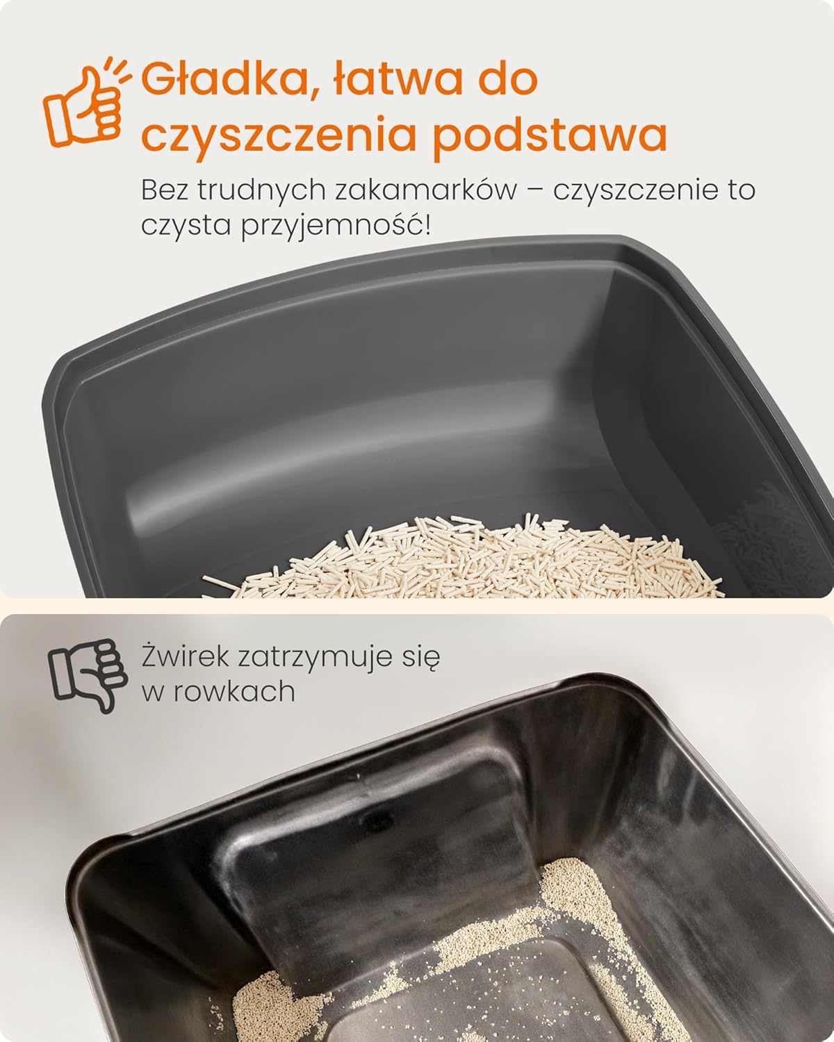 Kuweta dla kota z wysokimi bokami XL, otwarta góra, szary łupkowy SklepDlaKotka