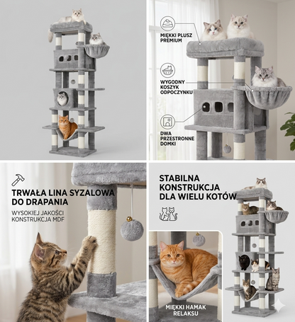 Luksusowy Drapak Wieża dla Kota – Wysokość 170 cm, Wielopoziomowy SklepDlaKotka